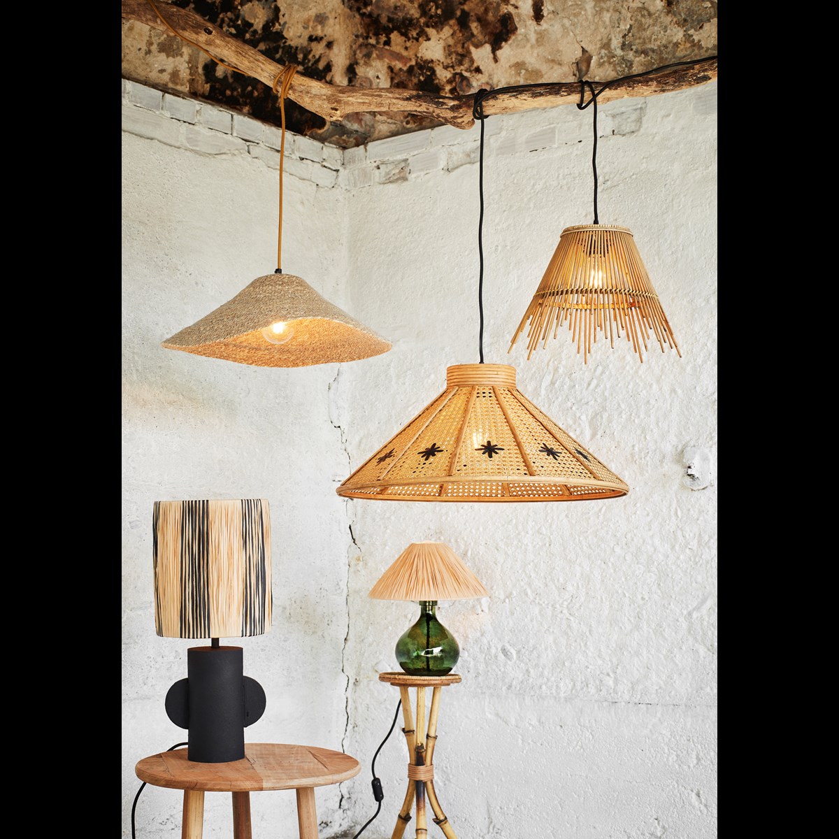 Rattan ceiling lamps