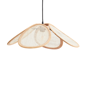 Rattan ceiling lamp w/ linen