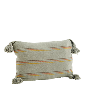 Striped cushion cover w/ tassels