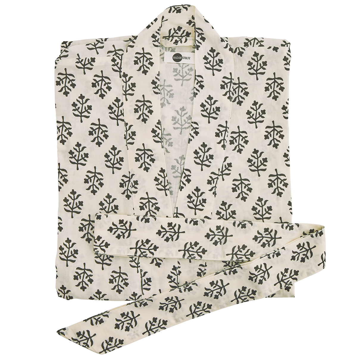 Printed cotton kimono w/ belt