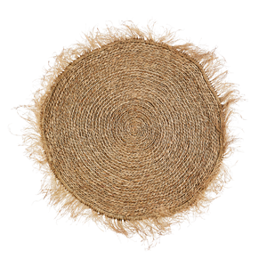 Round seagrass rug w/ fringes